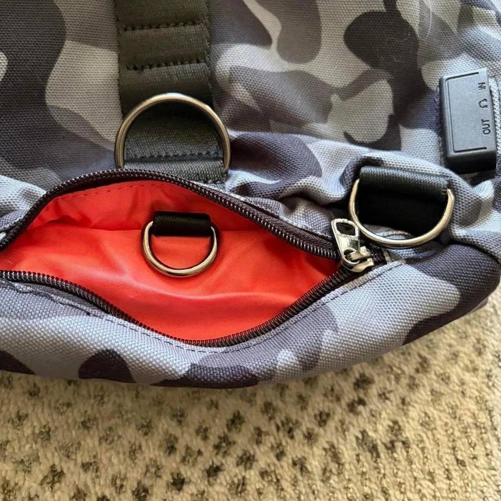 Anvanda leather canvas camo laptopMulti media crossbody bag